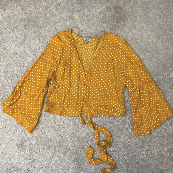 Papaya PolkaDot crop top Sz L - Picture 2 of 7